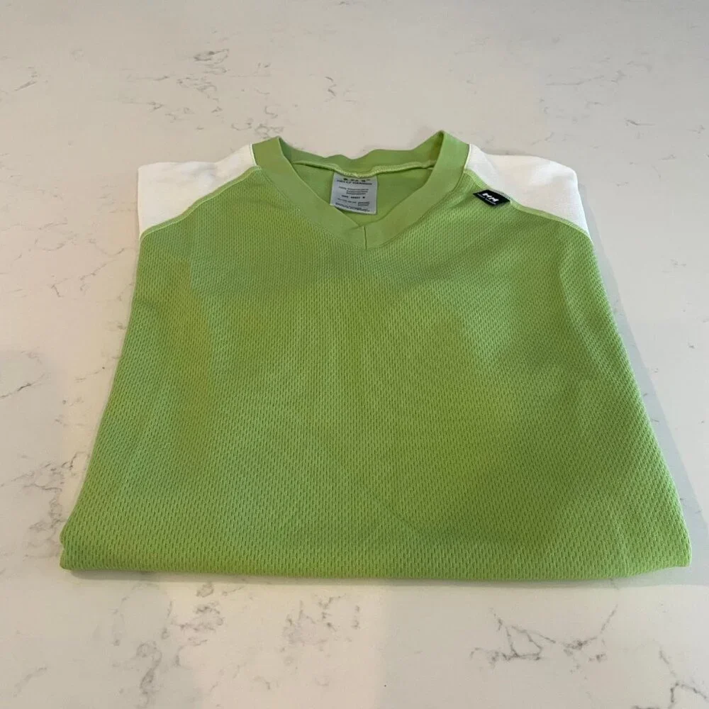 Helly Hansen Dry LIFA Vneck SS Polypropylene Activewear Top Green + White Sz M/L - Picture 9 of 13